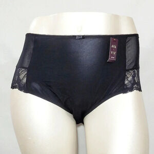 3X Ava & Viv High Waist Lace Briefs with Lace Ebony Black  New with Tags - DUE T